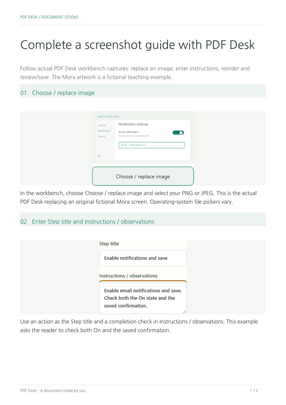 First page of the actual screenshot guide PDF