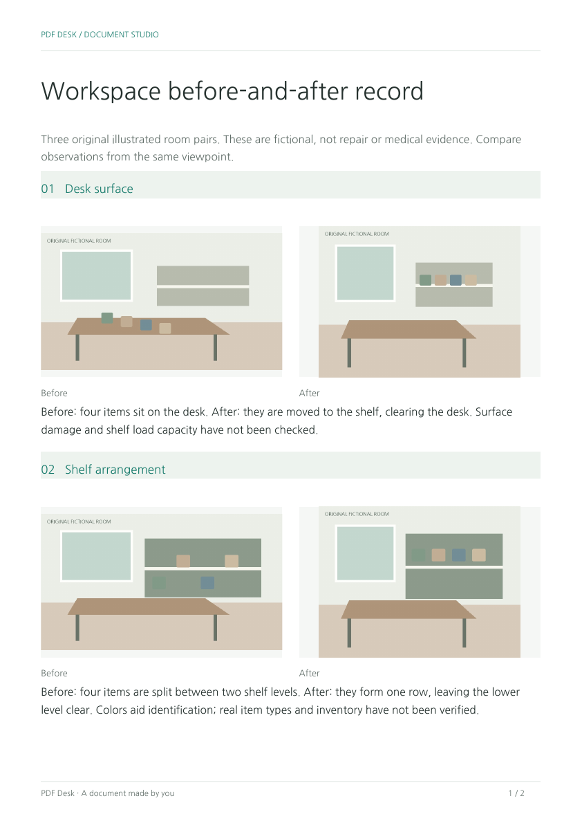 Practice a before/after record with illustrations